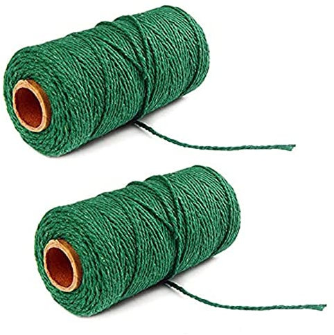 Pack of 2 Gardening Twine, 100 M x 2 MM Twine Garden String Color Packaging Rope Gift Rope Craft String for DIY Handicraft Decoration Binding(Green)