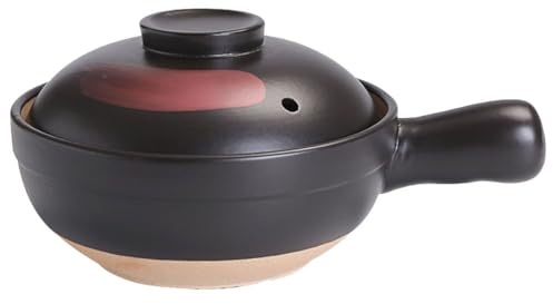 Holibanna Claypot Casserole Soup Pot with Single Handle 10.04In Gas Stove Cooking Pot for Outdoor Stews Rice and Braised Dishes