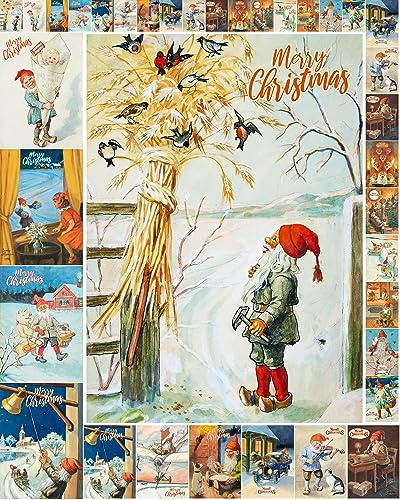 Decoupage Paper Pack (35 Sheets 6x8) Festive Santas Spreading Christmas Cheer FLONZ Vintage Illustration Pictures Cards for Decoupage, Craft and Scrapbooking