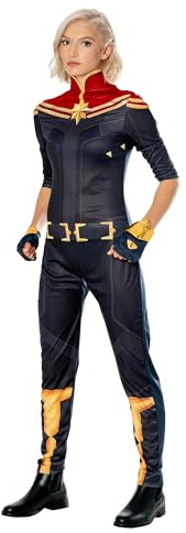 Rubies Captain Marvel-Kostüm für Damen, Jumpsuit und 2 Handschuhe, offizielles Marvel-Kostüm für Karneval, Weihnachten, Geburtstag, Party und Halloween, Größe M