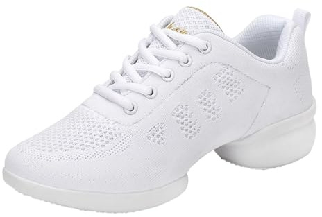 Jazzsneakers för kvinnor och flickor dansskor snörda Cheerleading, skor, dansskor, dam, plattformsskor, Vit 009, 39 EU