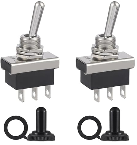 VEXUNGA KN3D-102 Interruptor 12V Interruptores de Palanca 25A 12VDC SPDT 3Pin 2 Position Basculante ON-ON con Tapa Impermeable para Coche (Paquete de 2 Piezas)
