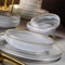 Service de table en verre Fecra - 18 pièces - Blanc et doré - Vaisselle complète et élégante - Vaisselle pour 6 personnes