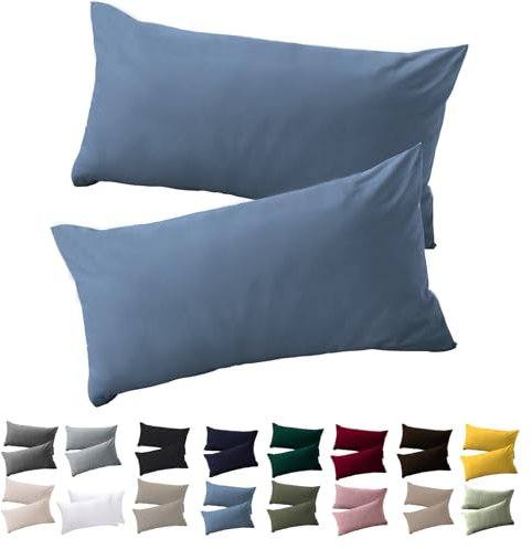 Soifix Kissenbezug 30x50 2er Set - Hellblau kopfkissenbezug Für Kissen 30 x 50 cm 100% Mikrofaser Resistent und Hypoallergen Kissenbezüge mit Reißverschluss