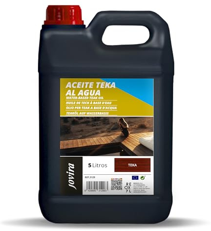 JOVIRA PINTURAS.Aceite Teka al Agua, Protección y restauración de la madera Teca en intemperie. (5 Litros, Teka) E-17A