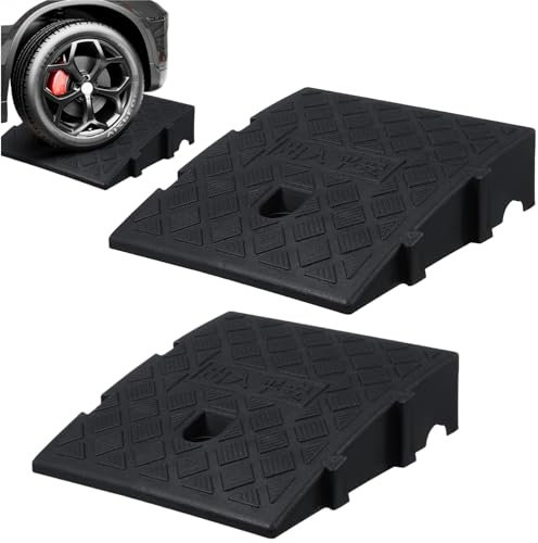Street Solutions Kerb Ramps, 2 Pack Lightweight Portable Mobility Threshold Ramps for Wheelchairs, Cars Vehicles, Caravan, Scooter Wheels, Skateboard, Motorcycle, Disabled Chair & Dog (25 * 27 * 7cm)