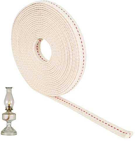 10m Coton Mèche de Lampe, 1.1cm de Large en Coton Meche de Lampe à Huile, Lampe à Pétrole Torche de Jardin Lanterne, Mèches de Remplacement pour Brûleurs Lampes à Huile