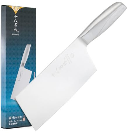 SHI BA ZI ZUO Couteau de Cuisine Chinois Couteau de Chef Professionnel Couteau à Trancher la Viande Hacher les Os avec Manche en Acier Inoxydable