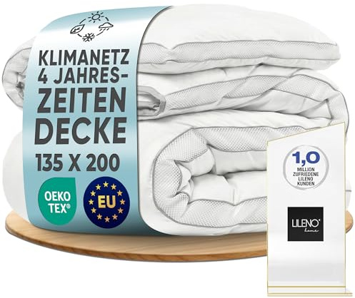 LILENO HOME 4-Jahreszeiten Bettdecke 135x200 cm [1er Set] mit CoolComfort | Klimanetz - Bettdecke 135x200 cm bestehend aus 2 Bettdecken - als Sommer u. Winter Decke - kochfest bis 95°C