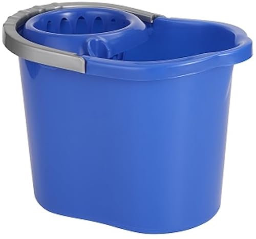 Professional 12L Mop Bucket with Wringer (Blue) Colour Coded With Easy Carry Handle for Domestic and Commercial Cleaning Hospital Contract Cleaning Bucket Industrial