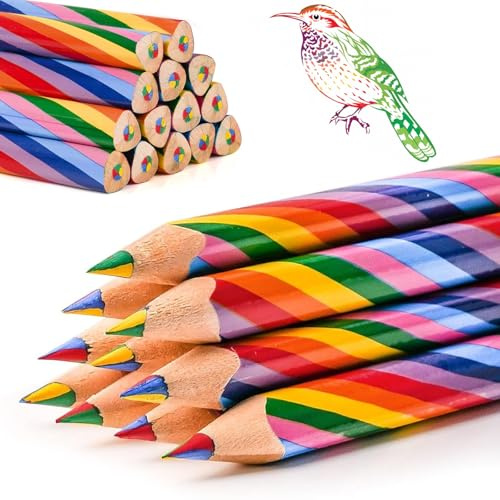 FAYAHAR 20 Piezas Lápices de Colores, Lápices de Colores Arcoíris para Niños, 4 en 1 Lapices Multicolor, Diseño Ergonómico de Poste Triangular, Lápiz Arcoiris para Colorear, Dibujar