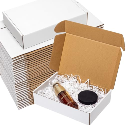 Wowxyz Shipping Boxes 9x6x2 60 Pack - White Corrugated Cardboard Mailing Box for Small Business - Literature Mailer Packaging Supplies