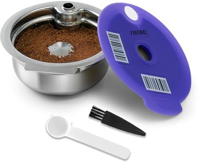 FOVNOT Reusable Coffee Pods for Bosch Tassimo, Stainless Steel Refillable Coffee Capsule with Silicone Lid and Universal Barcode Compatible with Tassimo Happy, Vivy, Suny, My Way Series