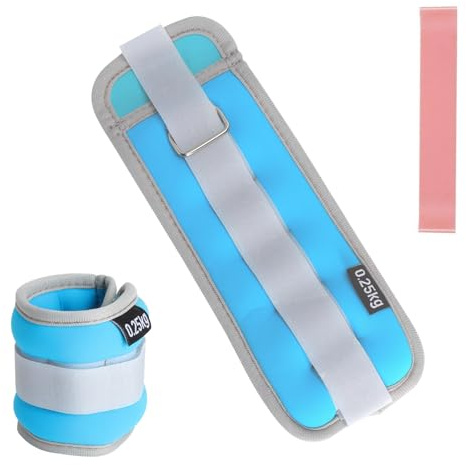 WOKICOR 1 par de pesas para pie con banda de resistencia, 0,25/0,5 kg, pesos para tobillos, para piernas y brazos, pesas para fitness, correr, gimnasia, yoga, danza