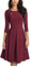 HOMEYEE Damen Vintage Aushöhlen Rundhals Abgefackelt Plissee Cocktailkleid A223 (S, Karminrot)