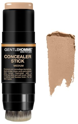 Concealer Stick with Brush for Men - Eraser Dark Circles - Men's Multi-Use Concealer - Dual Sided Full Coverage Concealer Pen with Soft Brush - 8 grams (Medium)