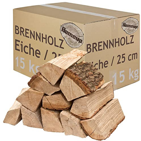 Legna da Ardere 5-500 kg Per Stufa e Camino Braciere Griglia Cestello per il Fuoco Ceppi 25 cm quercia flameup, Numero:15 kg
