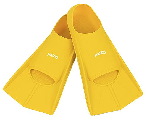 ENEN Palmes Natation, Palmes de plongée Courtes Palmes de Natation Souples Silicone pour la Plongée, Snorkeling et la Natation, pour Adultes (M (38-40 Yards),Jaune)