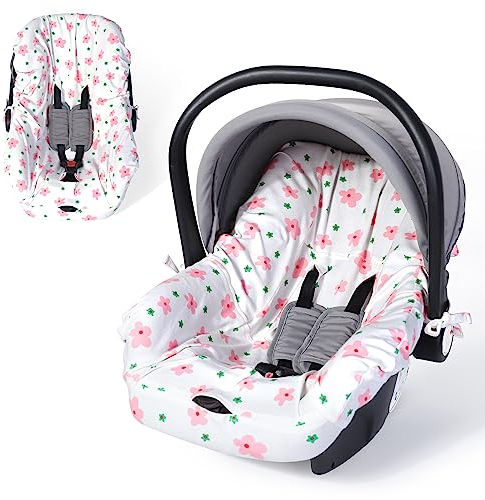 Orzbow Universal Bezug für Babyschale,Schutzbezug aus 100% Baumwolle,Perfekter Passform für Babyschale (z.B. Maxi Cosi,CabrioFix,Pebble),Atmungsaktiv gegen Schwitzen, Maschinenwaschbar (Rosa)