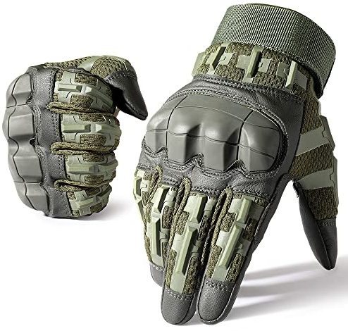 AXBXCX Tactical Gloves for Men Touch Screen Motorcycle Airsoft Paintball Motorbike Outdoor Full Finger Gloves Green M
