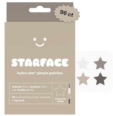 Starface Earth Star BIG PACK, Hydrocolloid Pimple Patches, Absorb Fluid and Reduce Redness, Cute Star Shape and 4 Neutral Colors (96 Count)