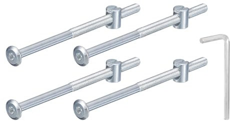 QUARKZMAN 4Pcs Tornillos de Cabeza Hexagonal con Tuercas de Barril, M6 x 110mm Tornillos de Muebles con Llave para Sillas, Plateado