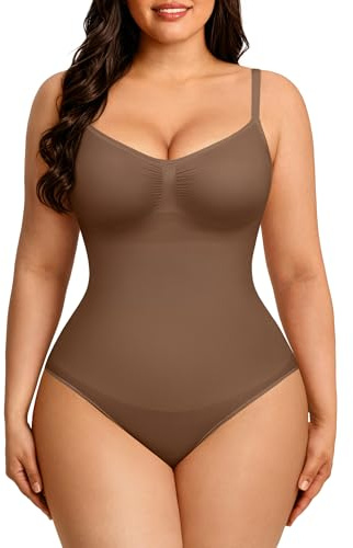 FeelinGirl Bodysuits Shapewear for Women Tummy Control Full Body Shaper Seamless Brown XS-S