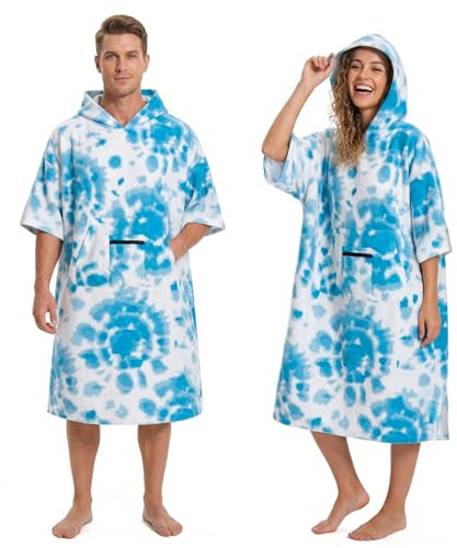 OLAOLA Surf Poncho per Adulti, Asciugamano da Bagno con Cappuccio e Tasca, Morbido Cambio Accappatoio Spiaggia, Asciugatura Rapida Asciugamani Poncho per Donne e Uomini (Tie-Dye)