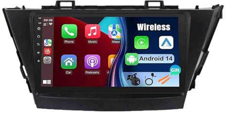 Android 14 Car Stereo 9 inch HD IPS Touch Screen Car Radio for Toyota Prius Plus V Alpha 2012-2017 With Wireless Carplay Android Auto GPS Bluetooth WIFI SWC FM + AHD Backup Camera(U1(1+32))
