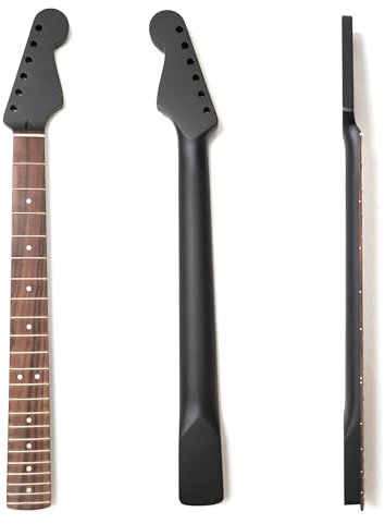 Premium Ahorn Gitarrenhals für Fender Stratocaster Style Gitarren - Griffbrett aus Palisander, 22 polierte Bünde, 35,6 cm Radius, mattschwarzes Finish