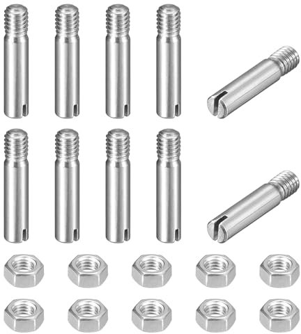 sourcing map 10 perni cilindrici con intaglio, M3 x 12 mm, in acciaio inox 304, con filettatura esterna, viti con scanalatura con dado per installazione di mobili per armadi (GB878)