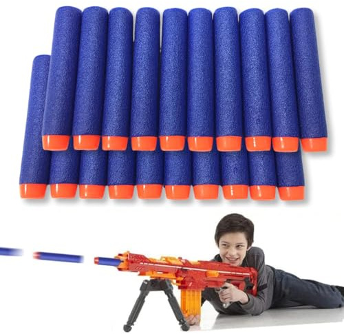 SGERUFZ 20 pcs Fléchettes pour Nerf Elite Blasters 7,2 cm - Recharge de Munitions en Mousse pour Pistolet Jouet - Compatibles Nerf N-Strike - Balles Bleu