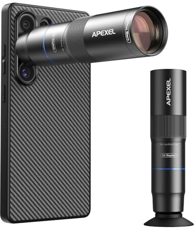 APEXEL Teleobjetivo Compacto de 10 x para Smartphone y Objetivo Macro de 200 mm con Funda Especial para teléfono móvil, Objetivo Profesional FMC ED, Adecuado para Samsung Galaxy S25 Ultra
