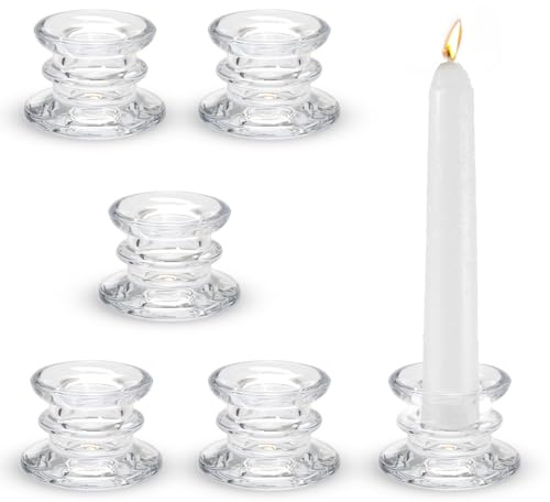 6 Pièces Bougeoirs Verre - Chandelier Bougeoir Transparents pour Table Décorations - Chandeliers en Verre pour Mariage, Noël et Décorations de Fête