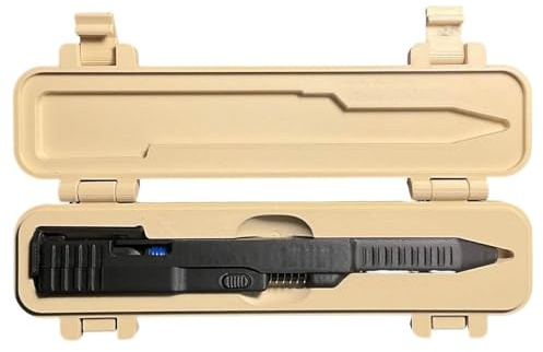 Penna a sfera tattica con meccanismo a scorrimento - Penne tattiche con meccanismo a scorrimento stampate in 3D per uso quotidiano, strumento di scrittura ricaricabile con inchiostro fluido (Beige)