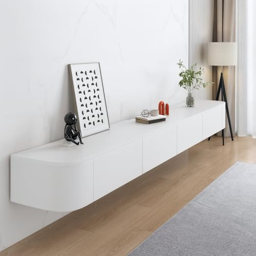 Modernt TV-stativ, 140 cm Lowboard för vardagsrum och sovrum, snygg Fernsehtisch, vitt nöjescenter, platsbesparande Fernsehschrank för heminredning
