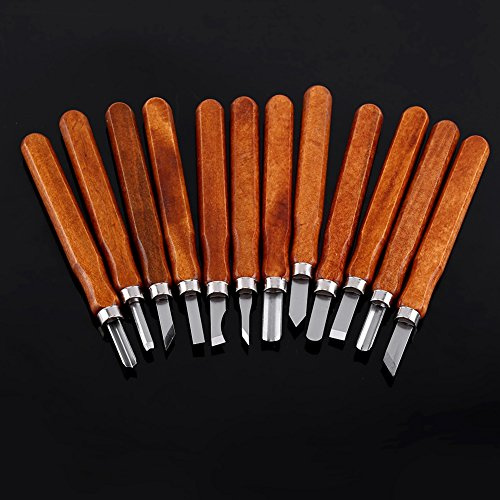 FTVOGUE Lame per Intagliare il Legno, Set di Coltelli da Taglio per Legno da 12 Pezzi in Acciaio Ad Alto Tenore di Carbonio per Principianti Ed Esperti in Progetti di Lavorazione del