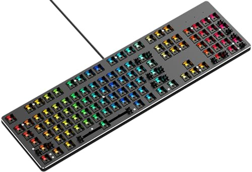 Glorious Gaming GMMK Full Size 100%, Barebones (solo carcasa) - Teclado gaming mecánico, RGB por tecla, hot swap y personalizable, distribuciones americano / ANSI - Negro
