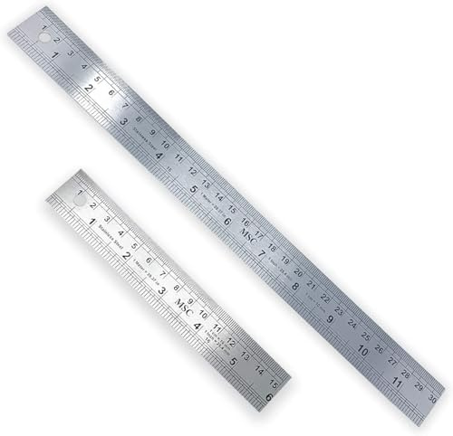 MSC Stainless Steel Metal Shatterproof Straight Edge Metric Ruler Ideal for Sewing (30 cm)