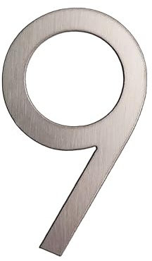 GUIZZO Creart - Numero Civico Esterno e Numeri Civici Esterni con Lettera in Acciaio Inox, Targa Personalizzata Made in Italy, Targhetta Personalizzata Porta Ingresso per Uso Esterno - 9, 6x10H cm