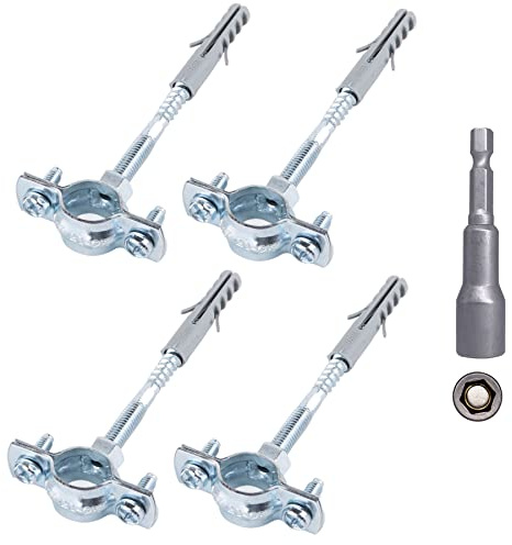 SKIR'CO (Förpackning med 4 st) rörfästen för Ø 20-25 mm rör, klämmor, rörstöd för vägg- och takmontering (4 st, med magnetisk hexdrivarbit)