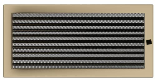 Kratki Ventilation Grille for Fireplaces Powder-Coated Stainless Steel Lightweight 20 x 42.6 x 4.5 cm Galvanised Gold with Blinds (Slats)