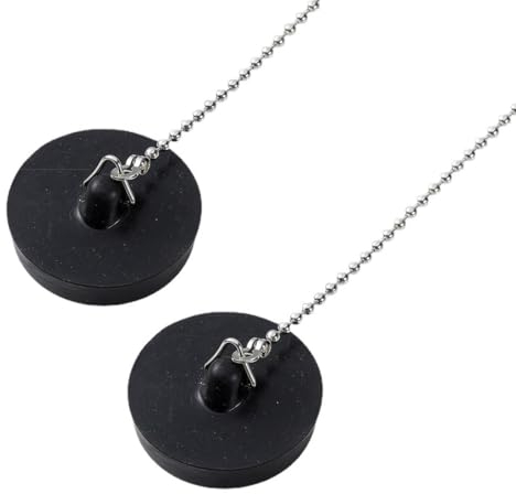 2 Pièces Bouchon de Lavabo Caoutchouc avec La Chaîne Bouchon de Lavabo Caoutchouc pour Évier Salle de Bain et Cuisine(4.2CM/5CM)