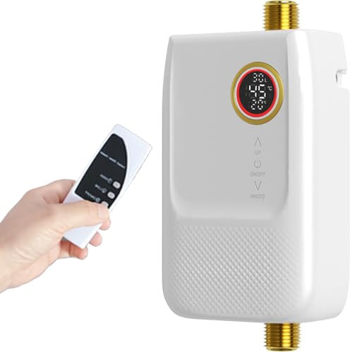 5500W Instant Tankless Electric Water Heater with Remote Control, 220V, 25A - Fast 3-4s Heating, Mini Under Sink Water Heater with LED Screen for Kitchen & Bathroom,IPX4 Waterproof & Safety Protection