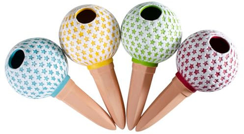Varillas de riego de terracota, picos de riego de terracota, de riego lento de 4 piezas, de riego automático de plantas, de riego esférico para interior y exterior