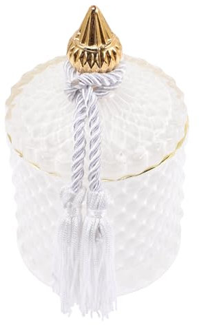 Cabilock Candelabros Perfumados de Vidrio con Relieve Tapa de Diseño Frascos de Boticario Decorativos para Vela Aromática y Tarros de Dulces para Celebraciones