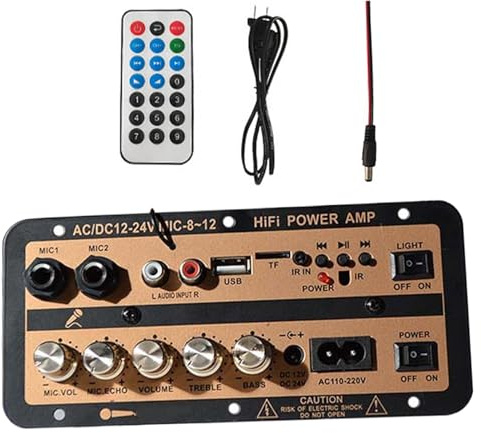 Scheda amplificatore ad alta potenza, scheda amplificatore di potenza per auto - Modulo amplificatore stereo 12V e 24 V con display digitale - Scheda altoparlante wireless con telecomando, kit elettro