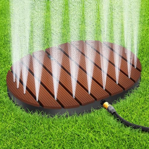 Jaxguom Douche de jardin, douche de sol, douche extérieure, 22 buses en cuivre et roue, aspect bois WPC, antidérapante, résistante aux intempéries, jusqu'à 4 m de hauteur, douche de piscine, douche de