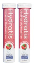 HYDRATIS - Pastilles Hydratation Electrolytes - Pastèque - Améliore l'Hydratation et Favorise l'Énergie - Formule Isotonique - Sport, Récupération - 2 tubes (40 Pastilles)