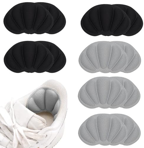 Lot de 6 paires de coussinets de talon, coussinets de dos de chaussures, coussinets de talon pour baskets, chaussures amples, unisexes (beige x 3 paires, noir)